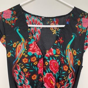 Cute colorful v-neck, short sleeve dress